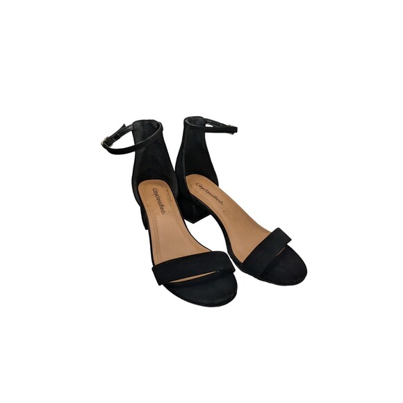 Women's City Classified Open Toe Block Heel Sandal Sz. 8 Black Ankle Strap EUC - Picture 3 of 12